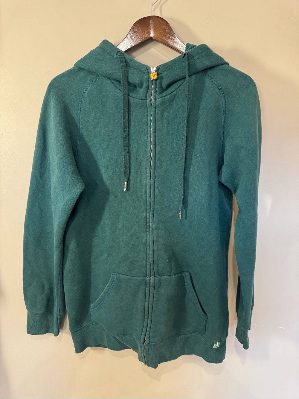 TNA Aritzia Teal Zip-Up Hoodie Women's Large Cozy Fleece Full Zip - Picture 2 of 9